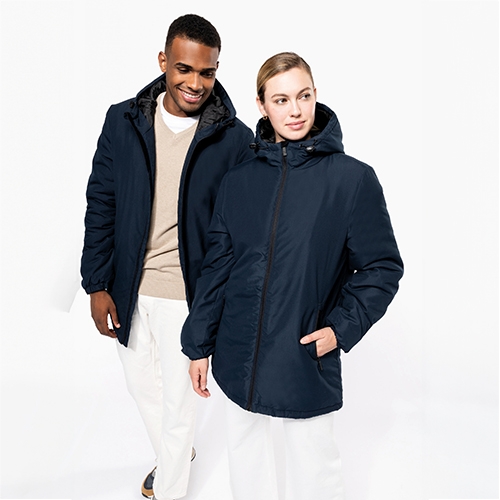 Gerecyclede parka met capuchon unisex navy,xs