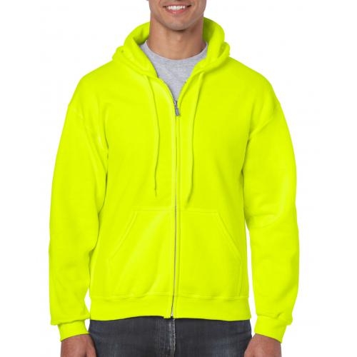 Gildan hooded zip sweater safety green,l