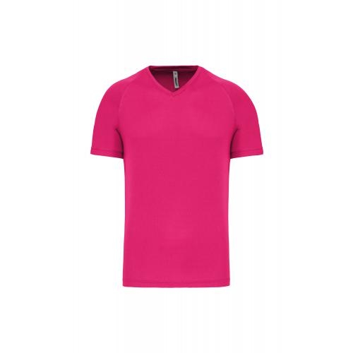 Heren sport T-shirt V-hals fuchsia,3xl