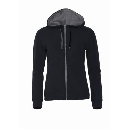 Classic hoody full zip ds zwart,l