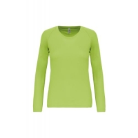 Damessportshirt lange Mouwen lime,l