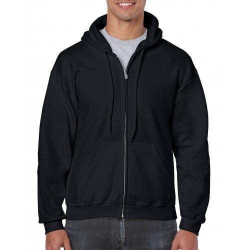 Gildan hooded zip sweater zwart,l