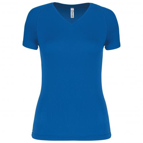 Dames sport-T-shirt V-hals sporty royal blue,l